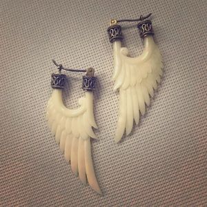 Bone wing earrings